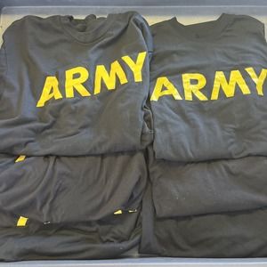 Lot of 6 Large T-Shirt Long Sleeve Army Black and Gold APFU Physical Fitness PT